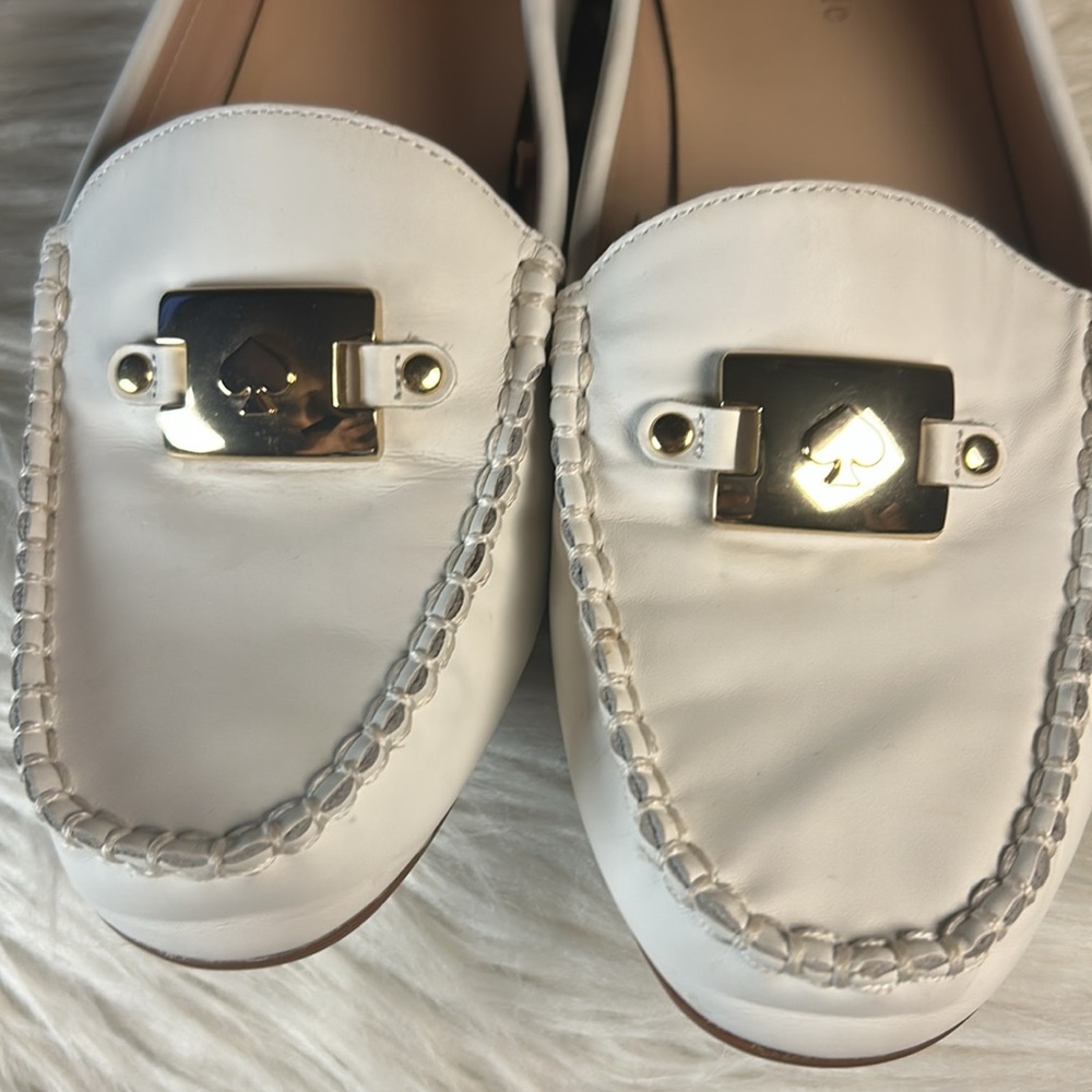 KATE SPADE Loafers Women's Size 8 Kate Spade Carmen S1350018 White Leather Shoes - Picture 15 of 15
